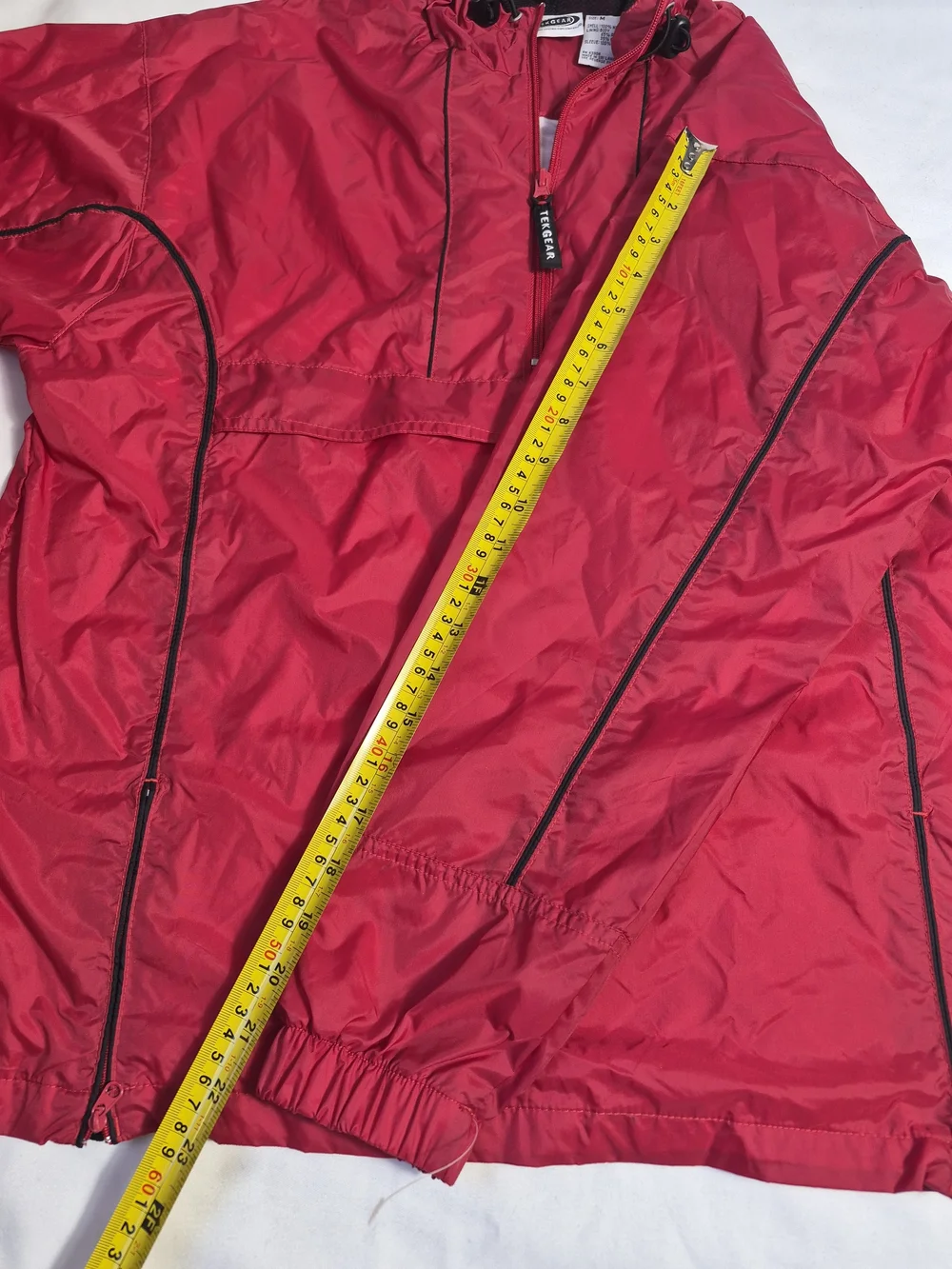Vintage Tek JEAR Anorak Windbreaker Nylon Sz M Lightweight Red hooded Half Zip